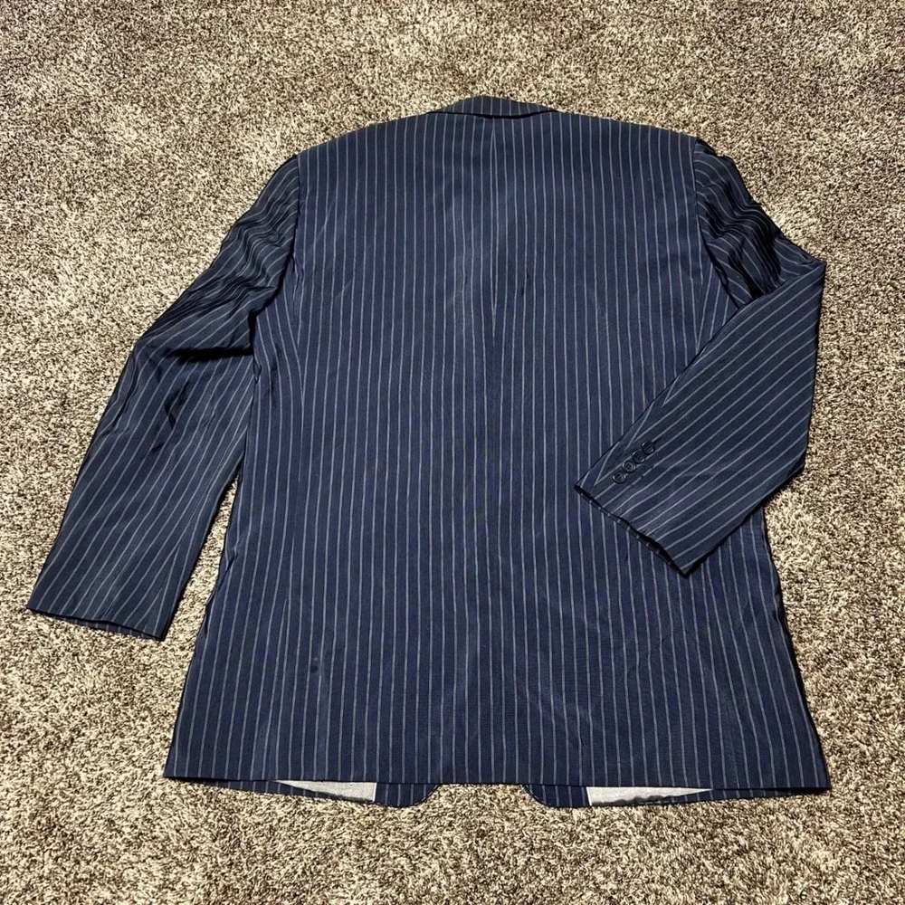 Vicci Uomo Mens Blue Pinstripe 3 Button Suit Jacket Blazer 44L Firenze VU806